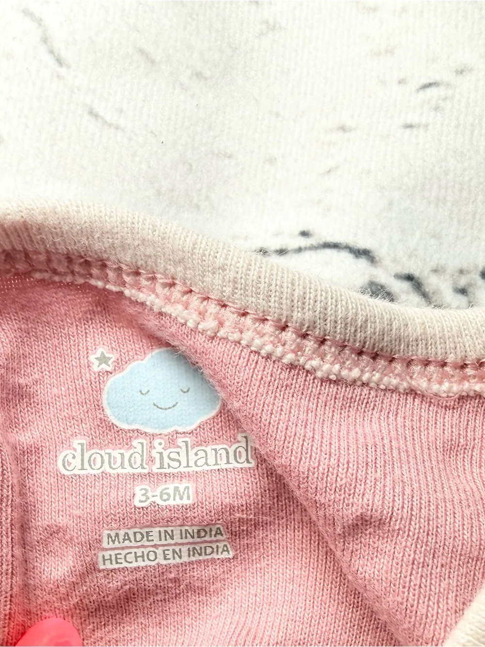 Cloud island. Pink footsie pajamas. Size 3-6 months
